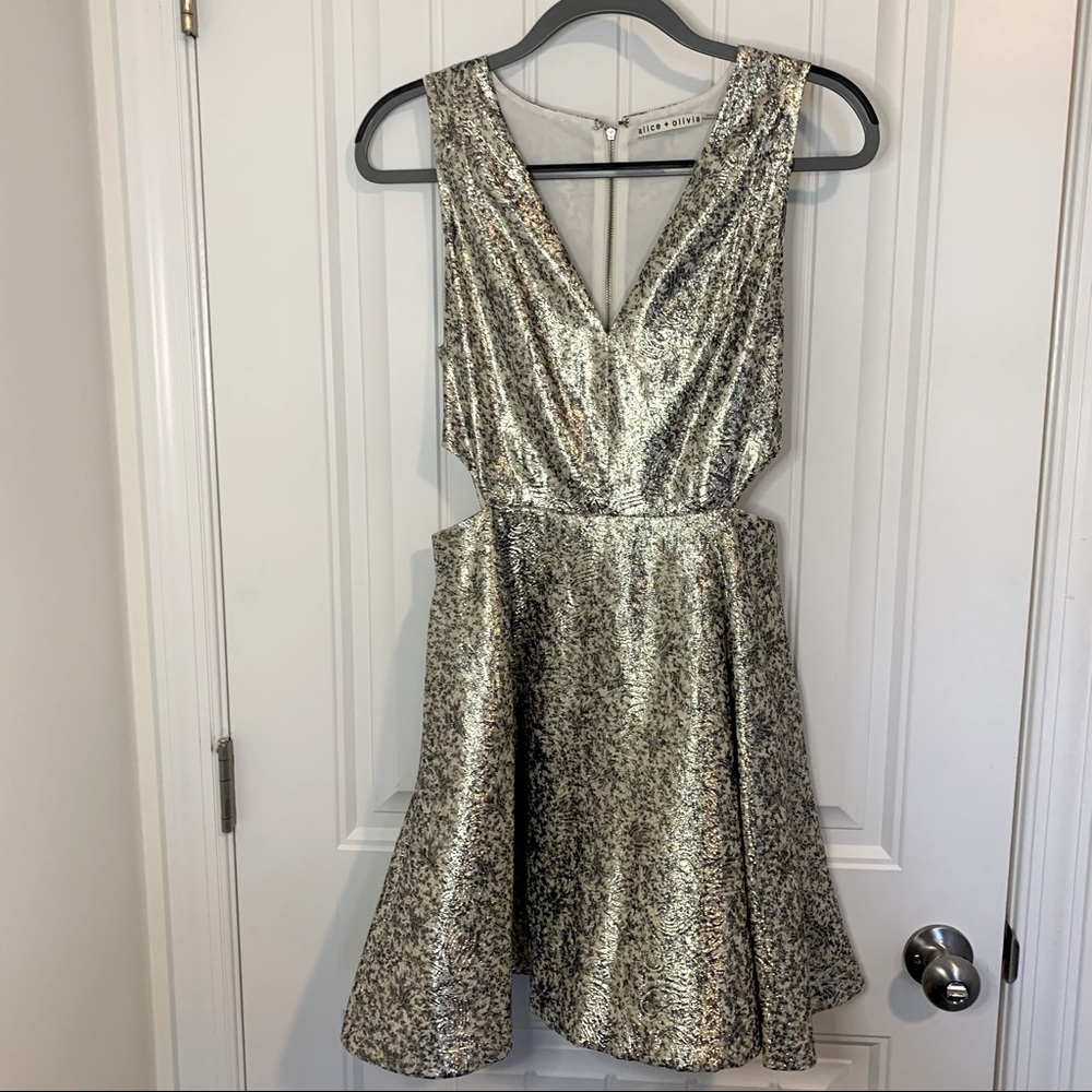 Alice + Olivia Shiny Party Mini Dress